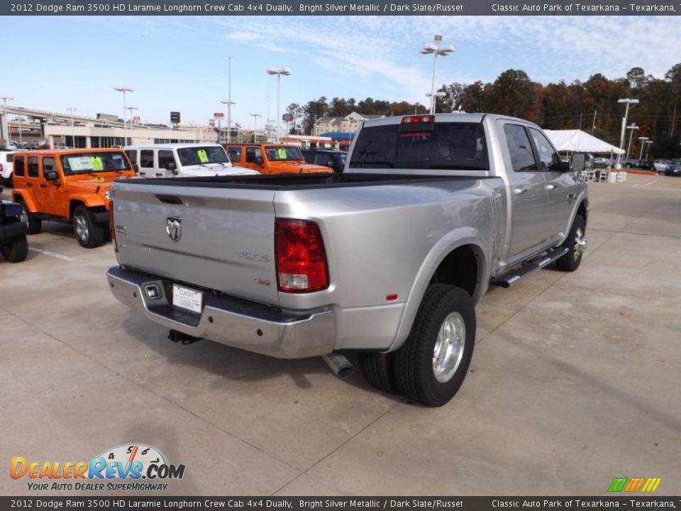 2012 Dodge Ram 3500 HD Laramie Longhorn Crew Cab 4x4 Dually Bright Silver Metallic / Dark Slate/Russet Photo #5