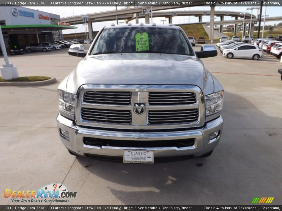 2012 Dodge Ram 3500 HD Laramie Longhorn Crew Cab 4x4 Dually Bright Silver Metallic / Dark Slate/Russet Photo #8