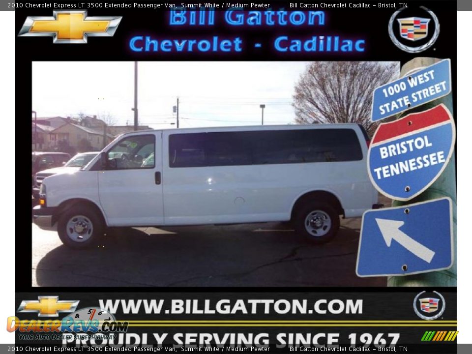 2010 Chevrolet Express LT 3500 Extended Passenger Van Summit White / Medium Pewter Photo #1