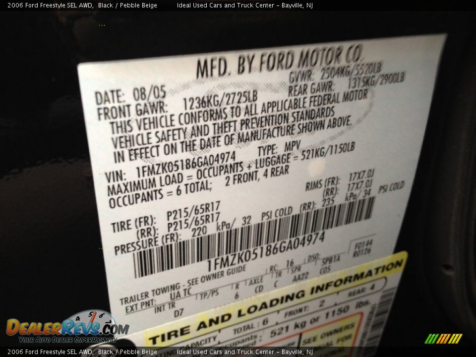 2006 Ford Freestyle SEL AWD Black / Pebble Beige Photo #25