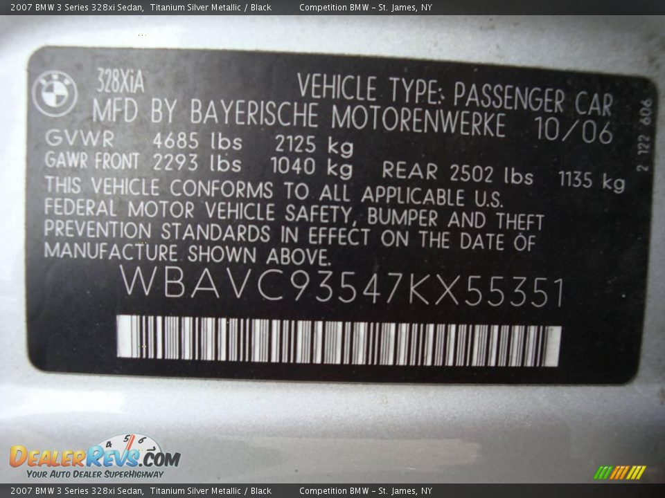 2007 BMW 3 Series 328xi Sedan Titanium Silver Metallic / Black Photo #15