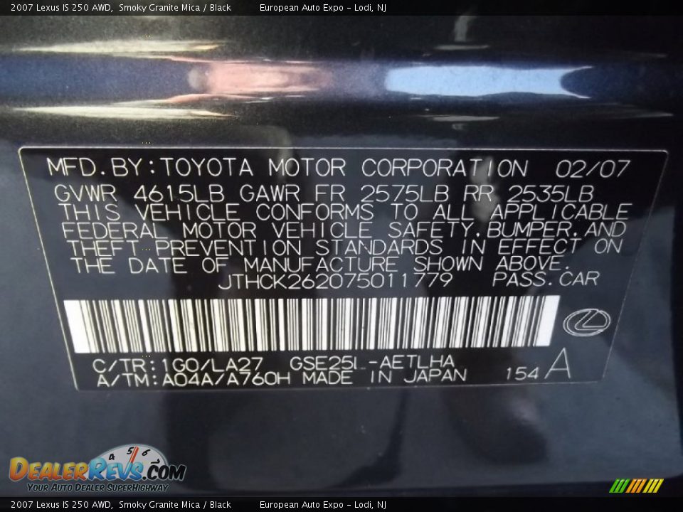 2007 Lexus IS 250 AWD Smoky Granite Mica / Black Photo #35