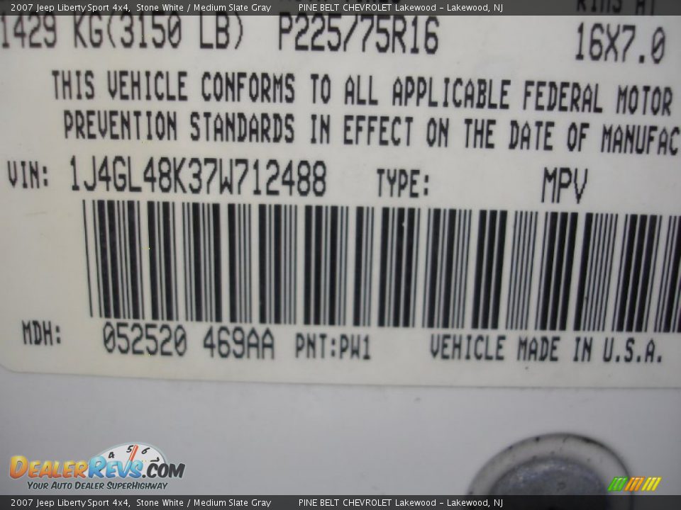 2007 Jeep Liberty Sport 4x4 Stone White / Medium Slate Gray Photo #15