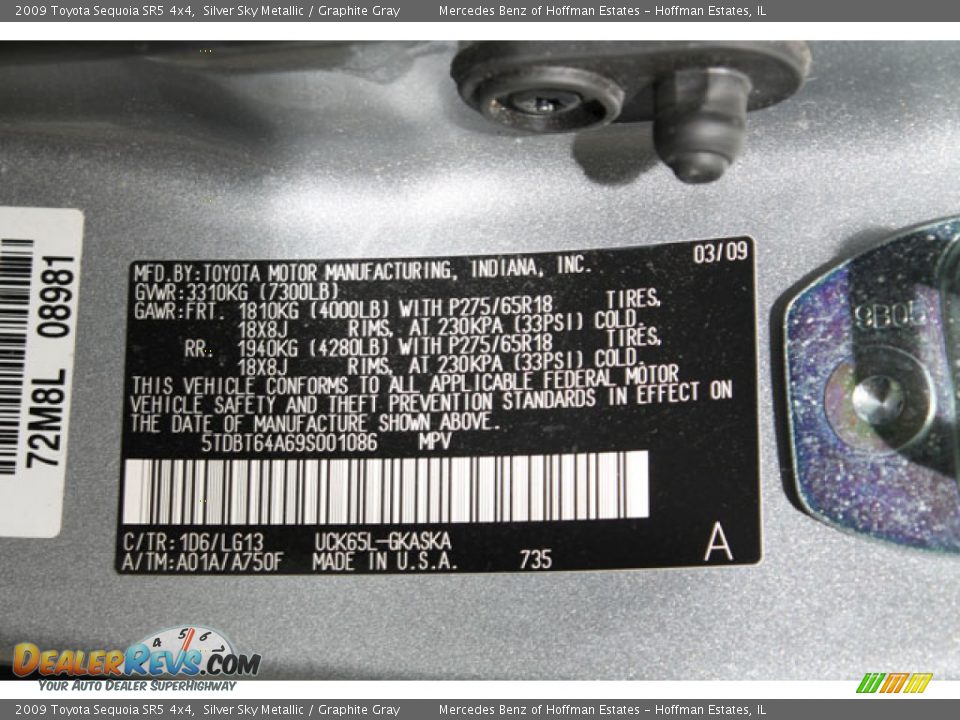 2009 Toyota Sequoia SR5 4x4 Silver Sky Metallic / Graphite Gray Photo #30