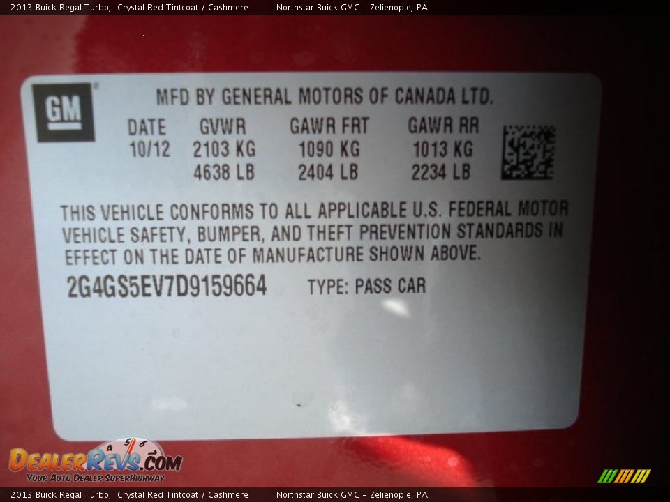 2013 Buick Regal Turbo Crystal Red Tintcoat / Cashmere Photo #20