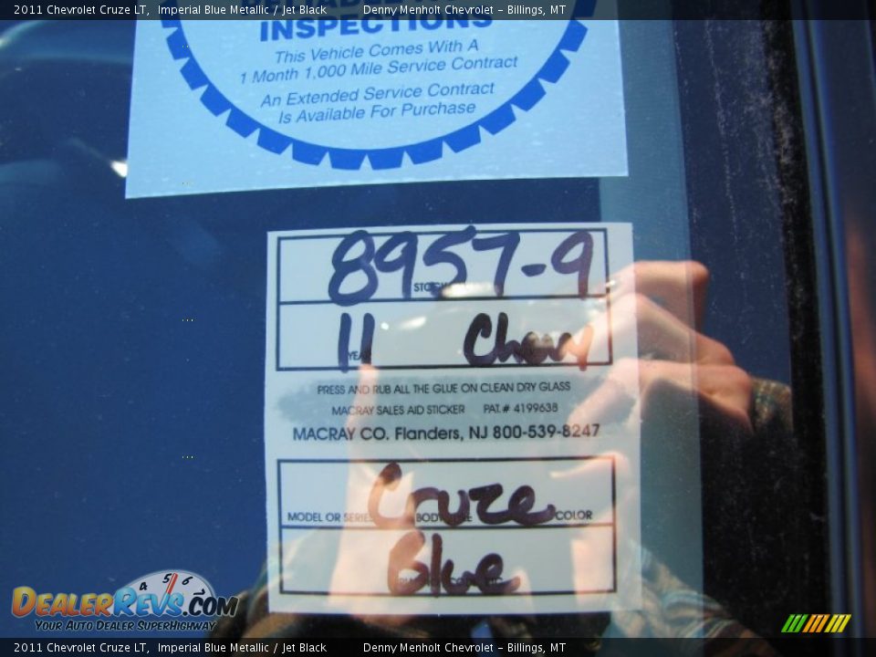 2011 Chevrolet Cruze LT Imperial Blue Metallic / Jet Black Photo #28
