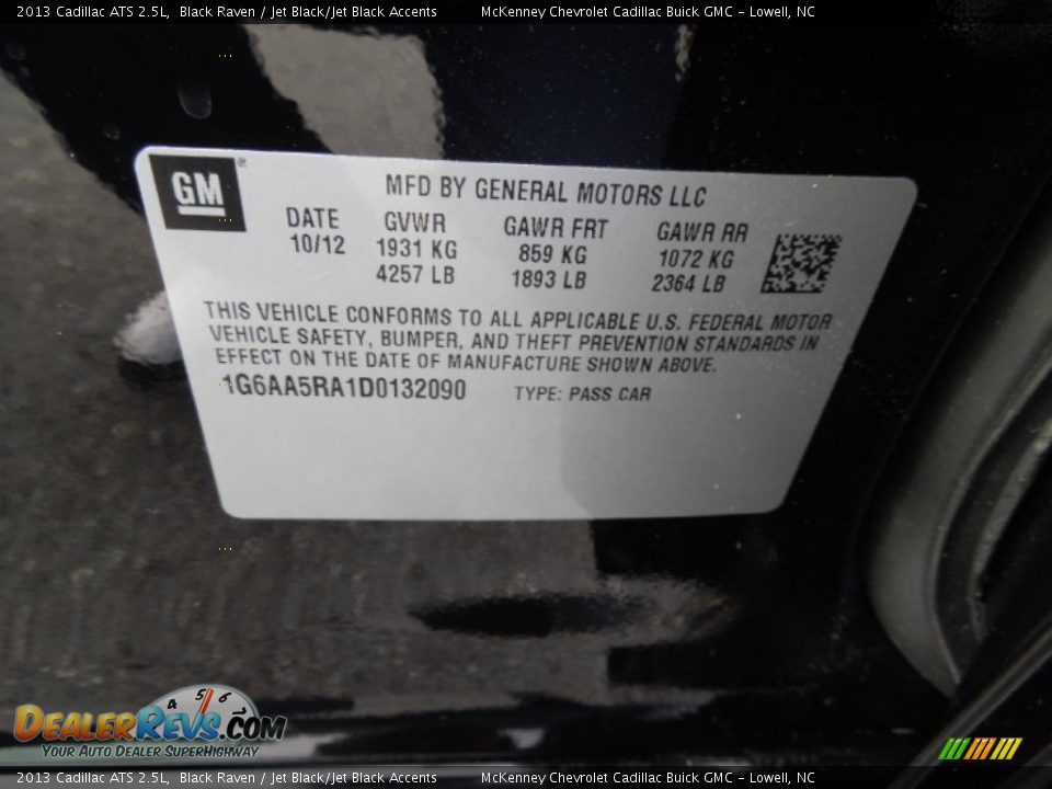 2013 Cadillac ATS 2.5L Black Raven / Jet Black/Jet Black Accents Photo #7