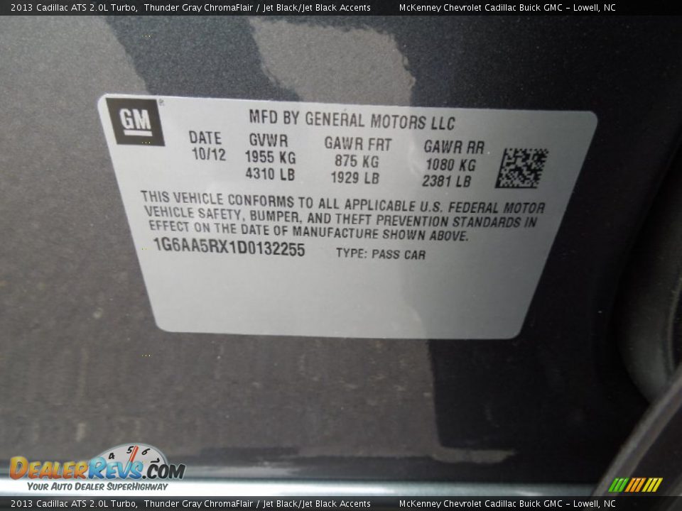 2013 Cadillac ATS 2.0L Turbo Thunder Gray ChromaFlair / Jet Black/Jet Black Accents Photo #7
