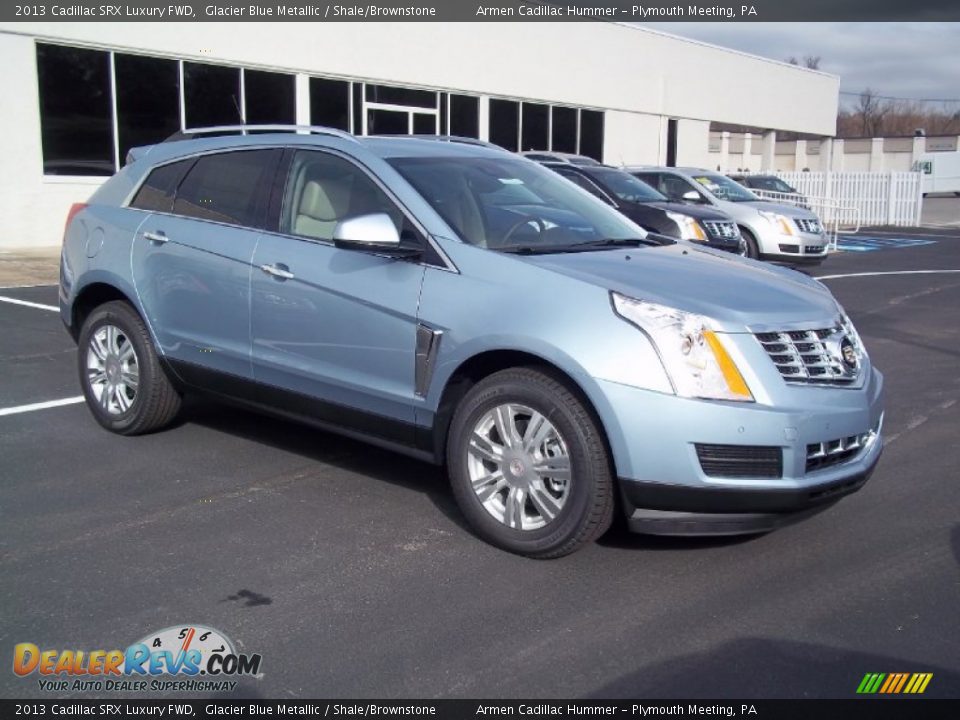 2013 Cadillac SRX Luxury FWD Glacier Blue Metallic / Shale/Brownstone Photo #3