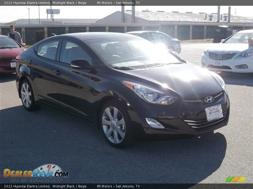 2013 Hyundai Elantra Limited Midnight Black / Beige Photo #8