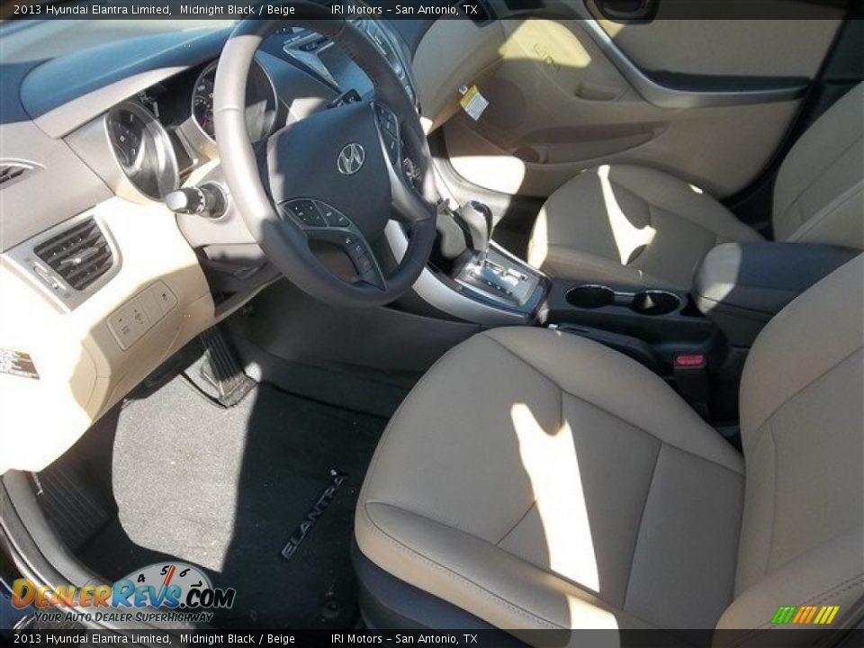 2013 Hyundai Elantra Limited Midnight Black / Beige Photo #9