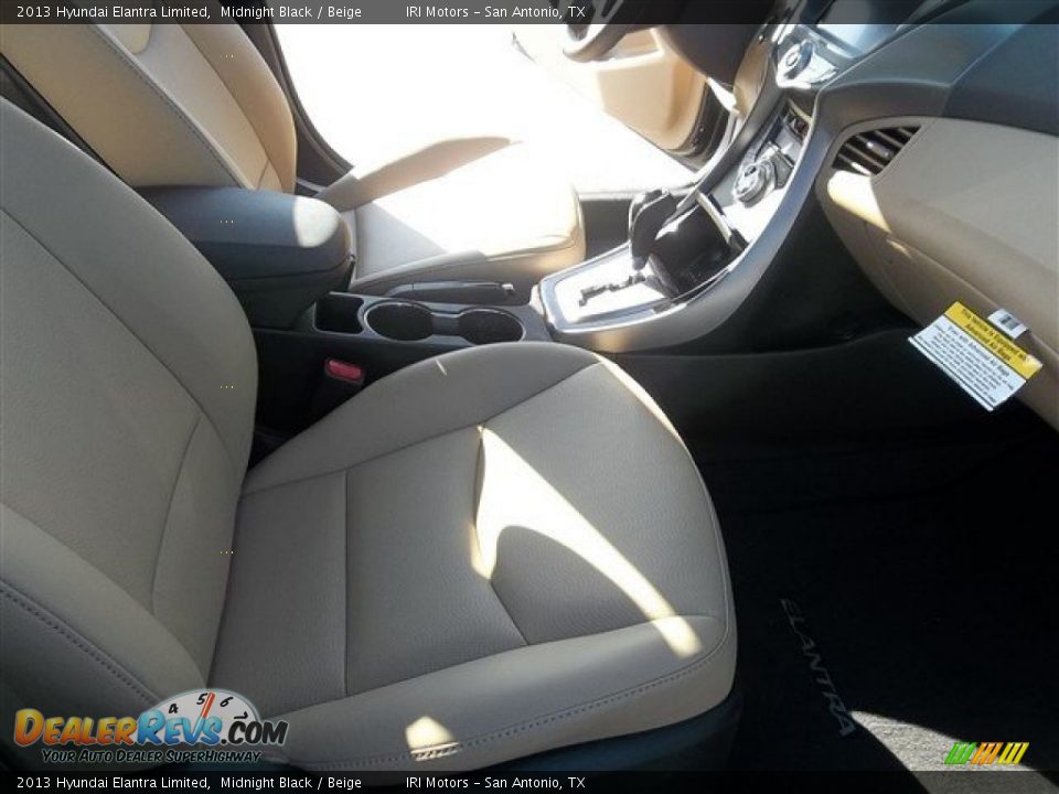 2013 Hyundai Elantra Limited Midnight Black / Beige Photo #12