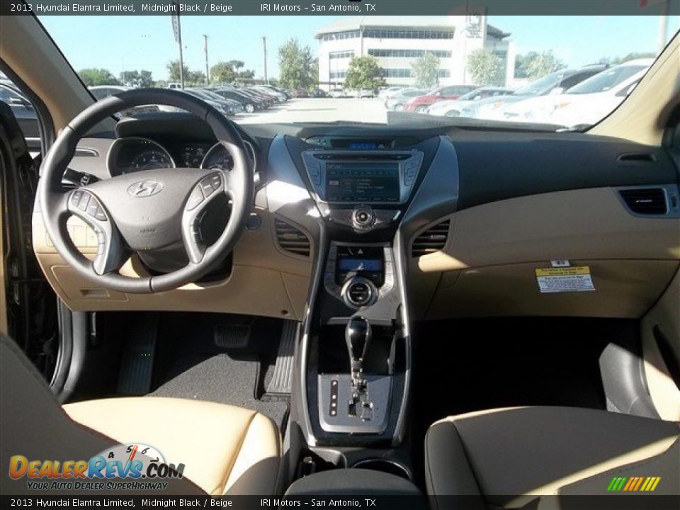 2013 Hyundai Elantra Limited Midnight Black / Beige Photo #13