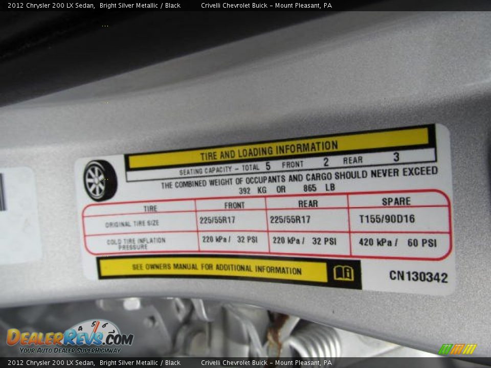 2012 Chrysler 200 LX Sedan Bright Silver Metallic / Black Photo #27