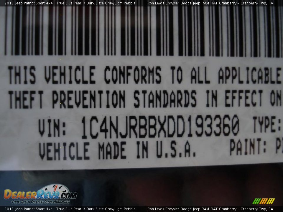 2013 Jeep Patriot Sport 4x4 True Blue Pearl / Dark Slate Gray/Light Pebble Photo #20