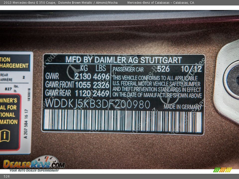 Mercedes-Benz Color Code 526 Dolomite Brown Metallic