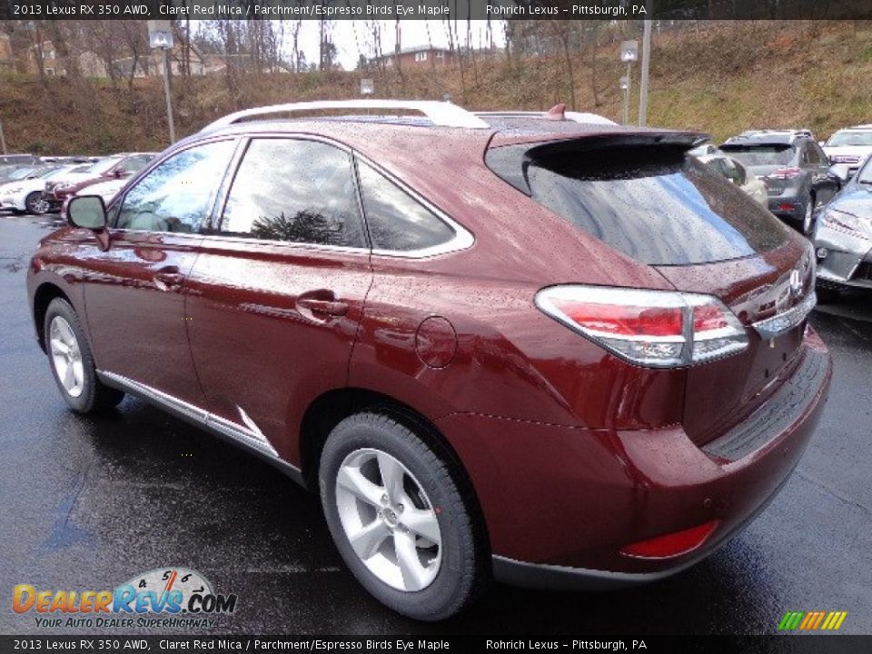 2013 Lexus RX 350 AWD Claret Red Mica / Parchment/Espresso Birds Eye Maple Photo #2