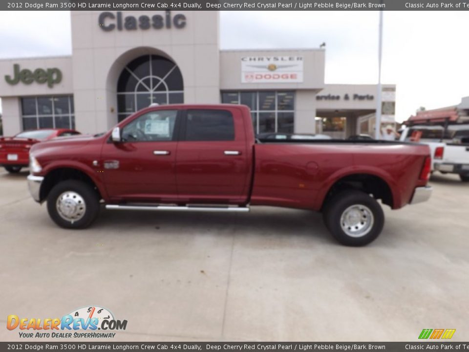 2012 Dodge Ram 3500 HD Laramie Longhorn Crew Cab 4x4 Dually Deep Cherry Red Crystal Pearl / Light Pebble Beige/Bark Brown Photo #2