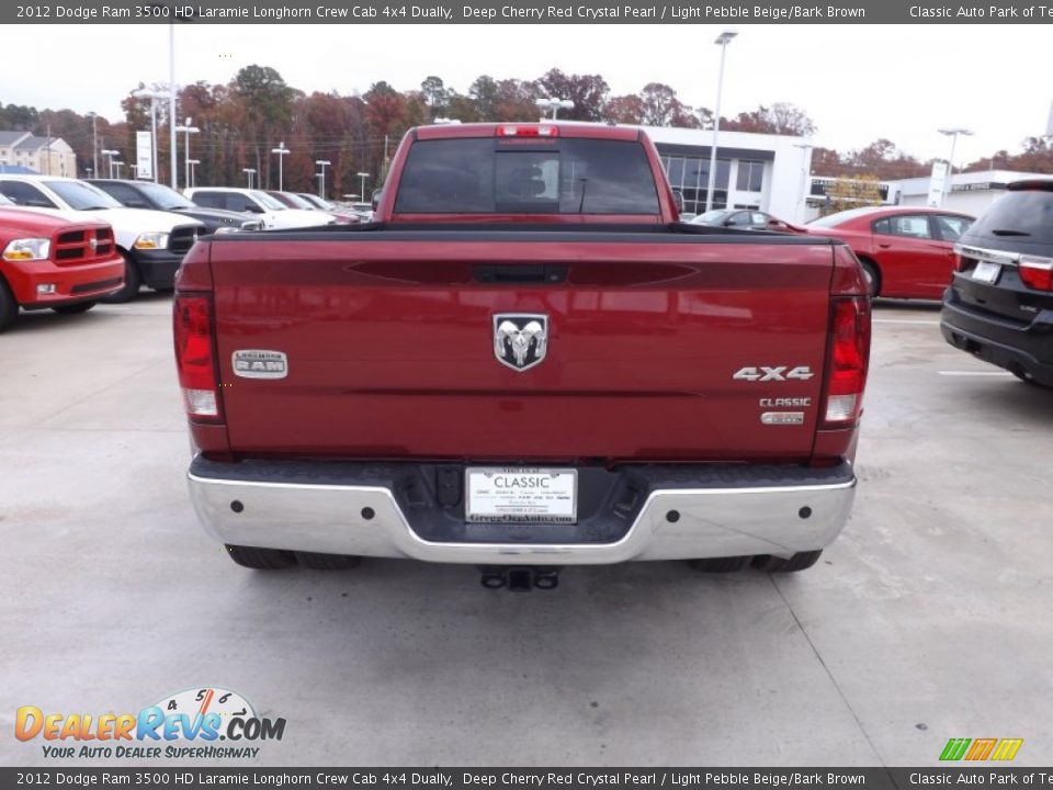 2012 Dodge Ram 3500 HD Laramie Longhorn Crew Cab 4x4 Dually Deep Cherry Red Crystal Pearl / Light Pebble Beige/Bark Brown Photo #4