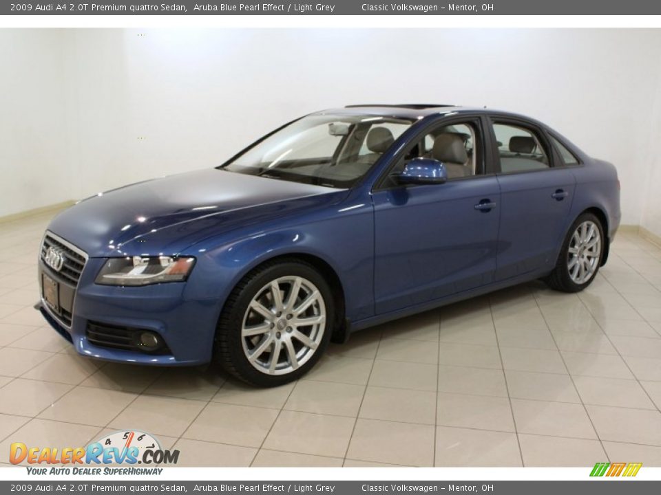 2009 Audi A4 2.0T Premium quattro Sedan Aruba Blue Pearl Effect / Light Grey Photo #3