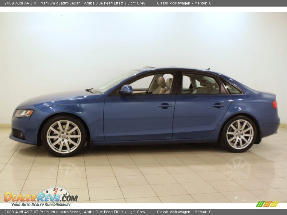 2009 Audi A4 2.0T Premium quattro Sedan Aruba Blue Pearl Effect / Light Grey Photo #4