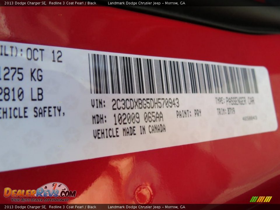 2013 Dodge Charger SE Redline 3 Coat Pearl / Black Photo #11