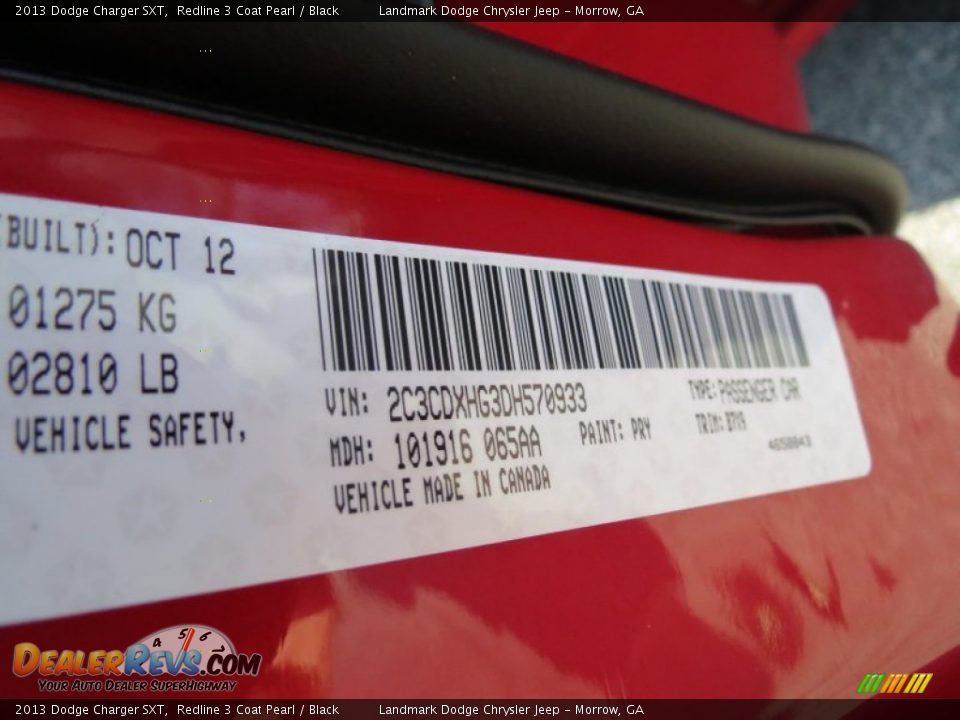 2013 Dodge Charger SXT Redline 3 Coat Pearl / Black Photo #12