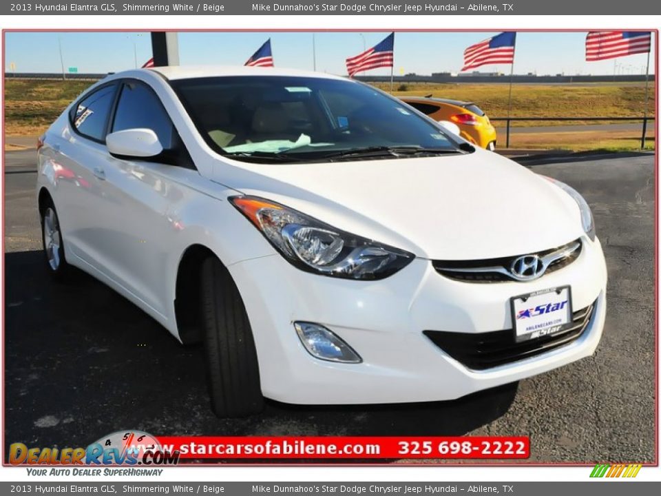 2013 Hyundai Elantra GLS Shimmering White / Beige Photo #8