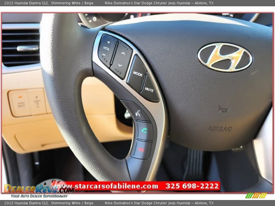 2013 Hyundai Elantra GLS Shimmering White / Beige Photo #15