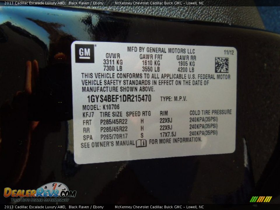 2013 Cadillac Escalade Luxury AWD Black Raven / Ebony Photo #7