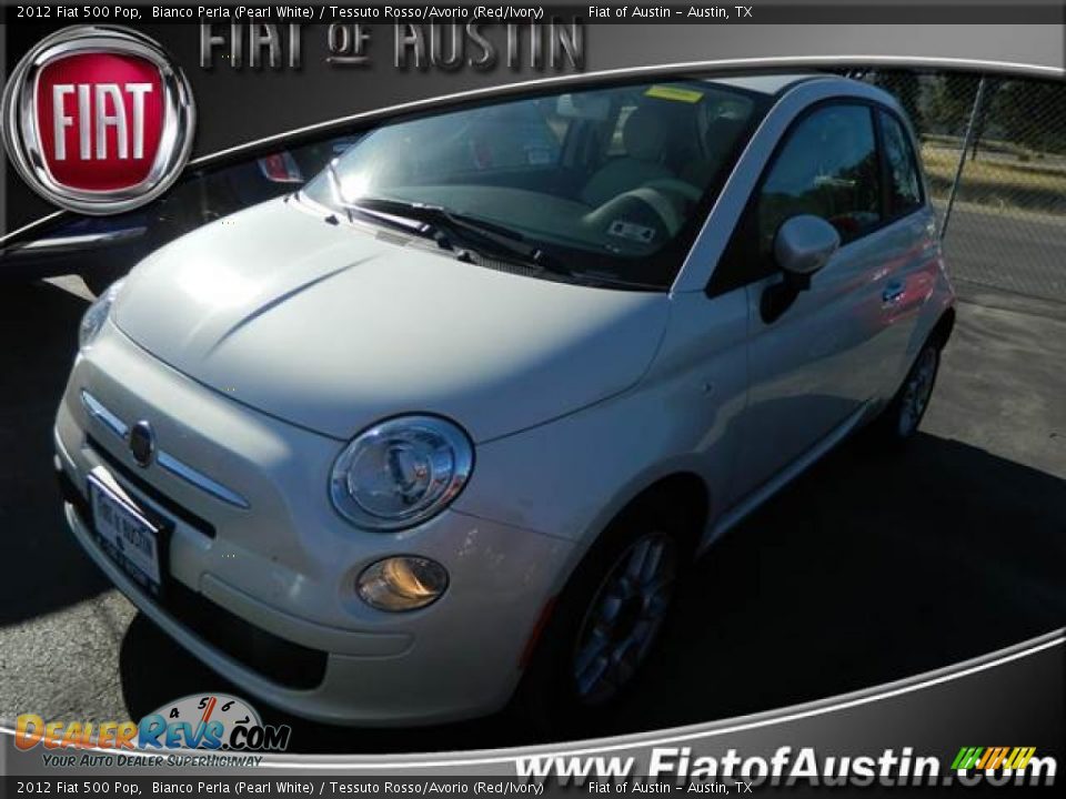 2012 Fiat 500 Pop Bianco Perla (Pearl White) / Tessuto Rosso/Avorio (Red/Ivory) Photo #1