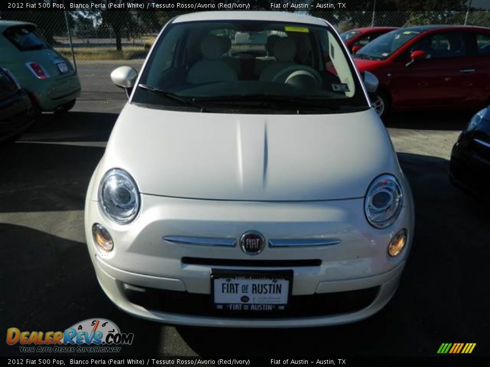 2012 Fiat 500 Pop Bianco Perla (Pearl White) / Tessuto Rosso/Avorio (Red/Ivory) Photo #2