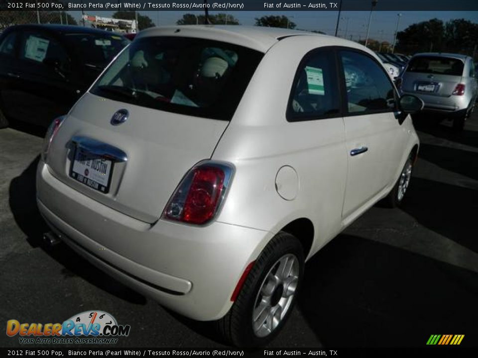 2012 Fiat 500 Pop Bianco Perla (Pearl White) / Tessuto Rosso/Avorio (Red/Ivory) Photo #3