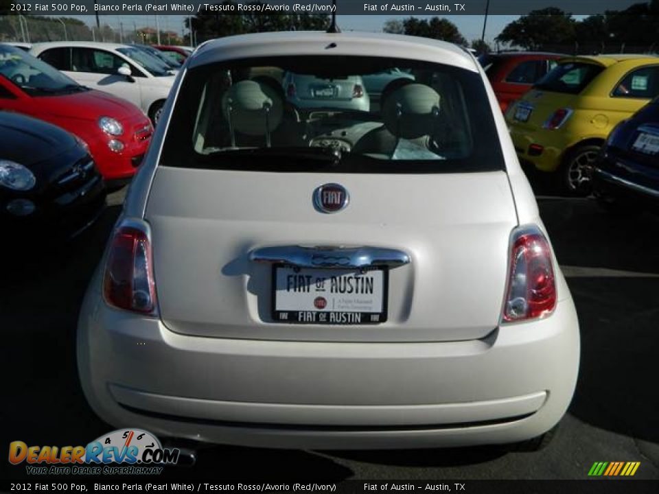2012 Fiat 500 Pop Bianco Perla (Pearl White) / Tessuto Rosso/Avorio (Red/Ivory) Photo #4