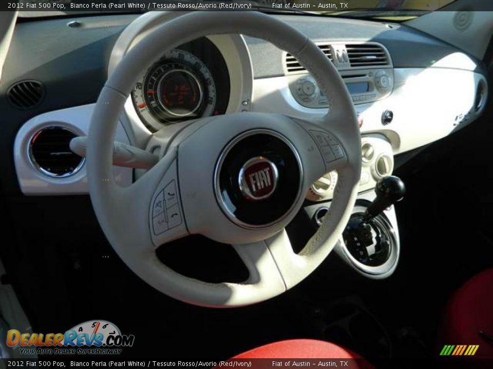 2012 Fiat 500 Pop Bianco Perla (Pearl White) / Tessuto Rosso/Avorio (Red/Ivory) Photo #7