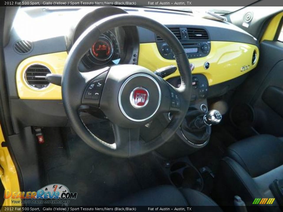 2012 Fiat 500 Sport Giallo (Yellow) / Sport Tessuto Nero/Nero (Black/Black) Photo #7