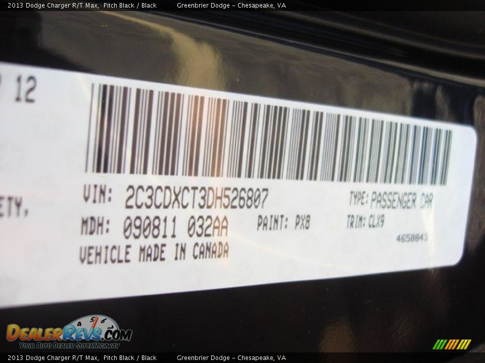 2013 Dodge Charger R/T Max Pitch Black / Black Photo #17