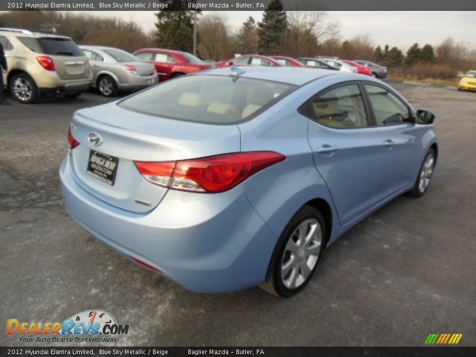 2012 Hyundai Elantra Limited Blue Sky Metallic / Beige Photo #6