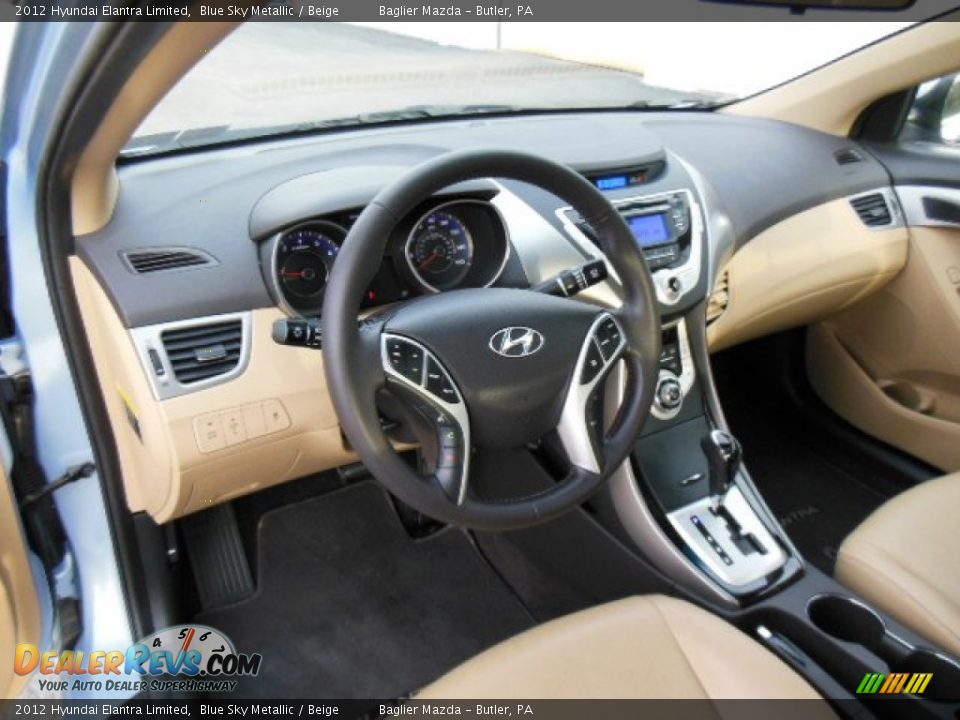 2012 Hyundai Elantra Limited Blue Sky Metallic / Beige Photo #10