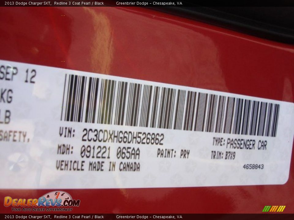 2013 Dodge Charger SXT Redline 3 Coat Pearl / Black Photo #15