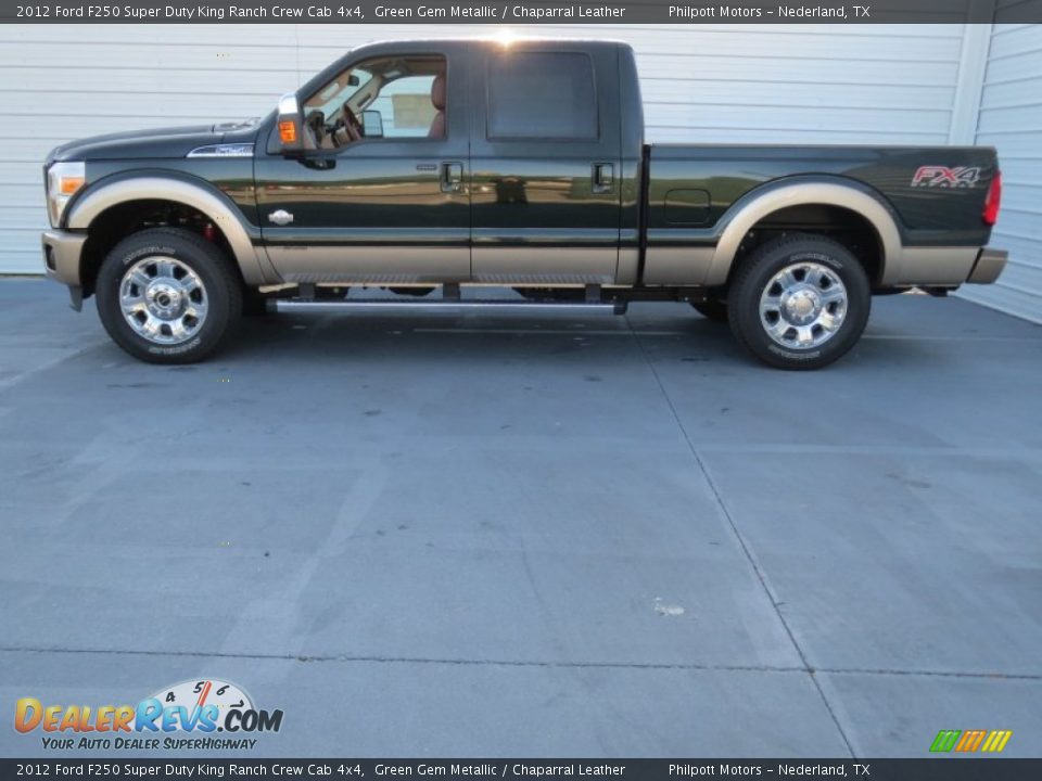 2012 Ford F250 Super Duty King Ranch Crew Cab 4x4 Green Gem Metallic / Chaparral Leather Photo #5