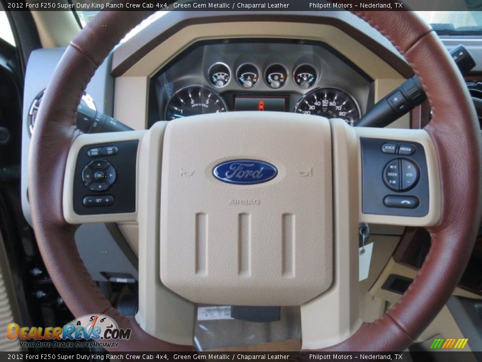 2012 Ford F250 Super Duty King Ranch Crew Cab 4x4 Green Gem Metallic / Chaparral Leather Photo #35