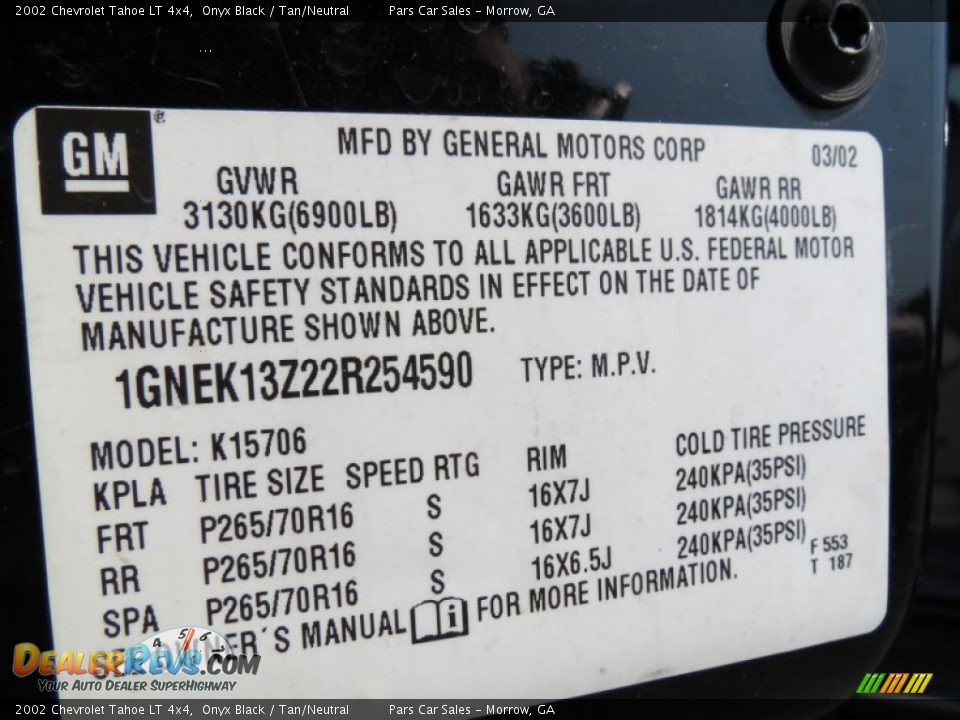 2002 Chevrolet Tahoe LT 4x4 Onyx Black / Tan/Neutral Photo #16