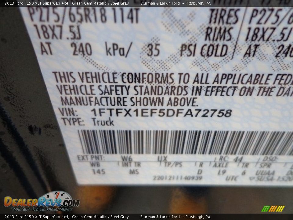 2013 Ford F150 XLT SuperCab 4x4 Green Gem Metallic / Steel Gray Photo #12