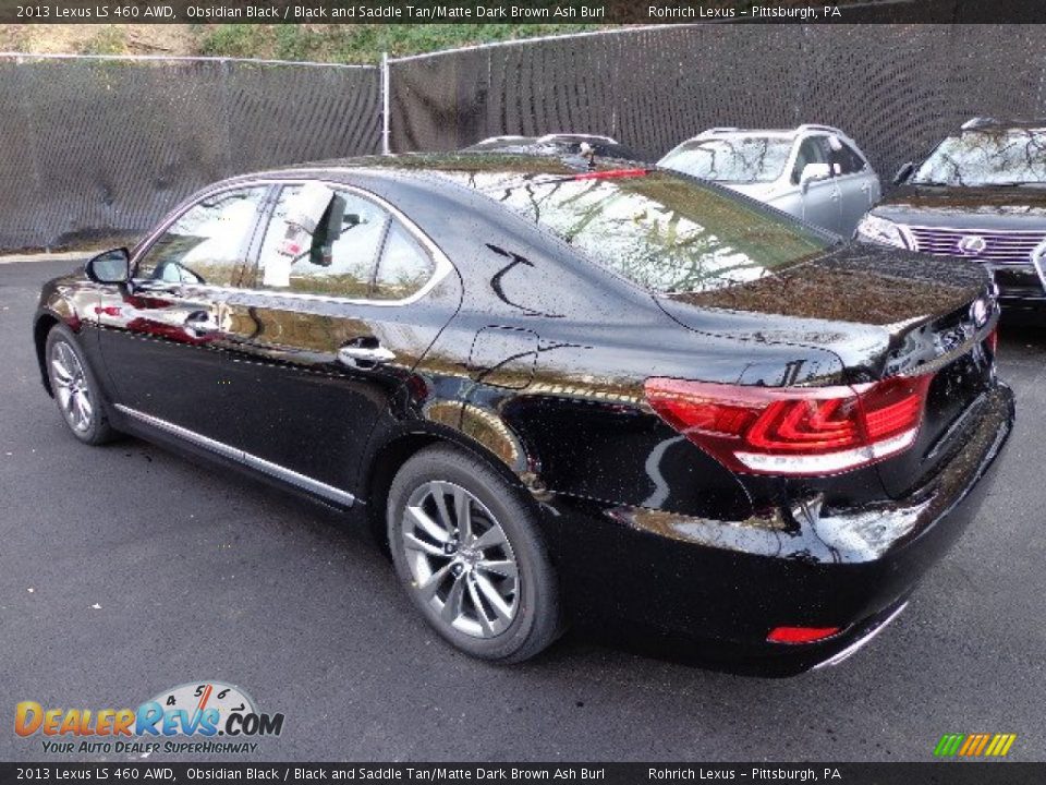 2013 Lexus LS 460 AWD Obsidian Black / Black and Saddle Tan/Matte Dark Brown Ash Burl Photo #2