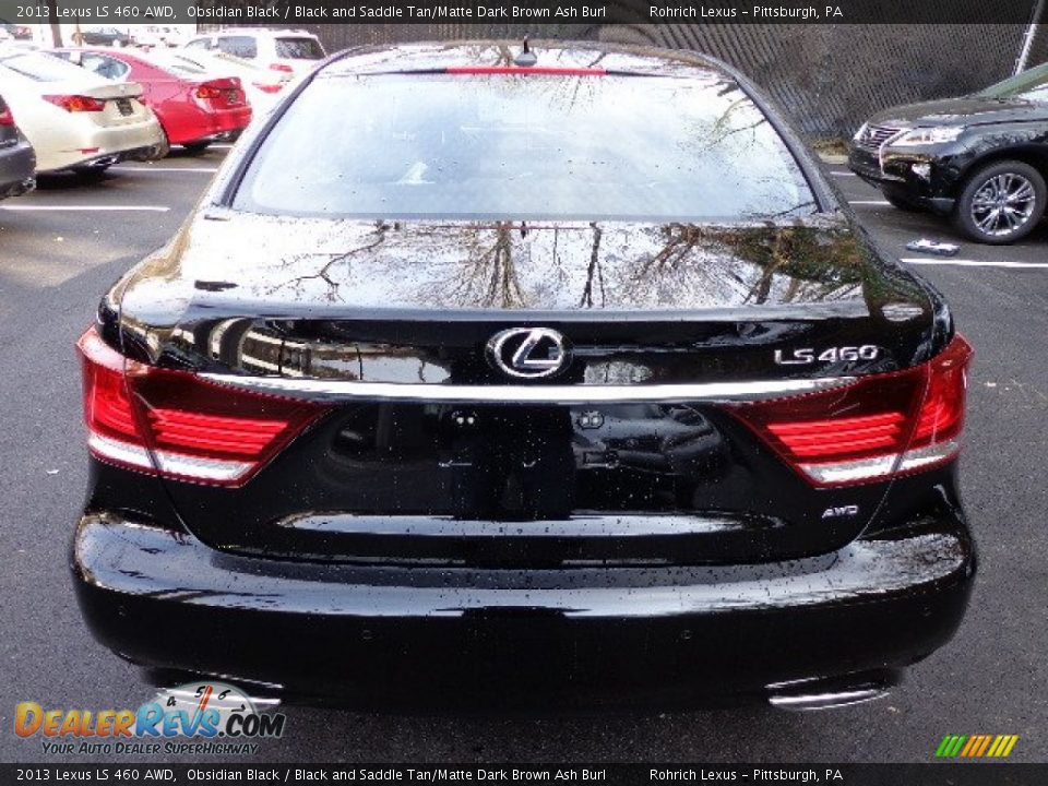 2013 Lexus LS 460 AWD Obsidian Black / Black and Saddle Tan/Matte Dark Brown Ash Burl Photo #3