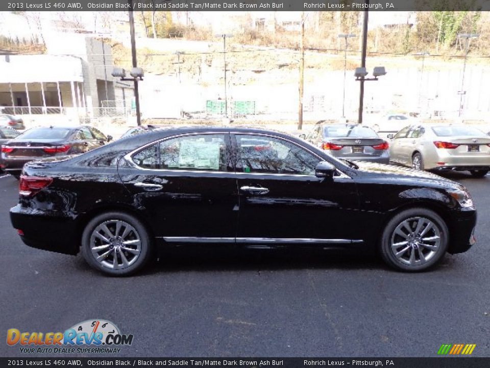 2013 Lexus LS 460 AWD Obsidian Black / Black and Saddle Tan/Matte Dark Brown Ash Burl Photo #5