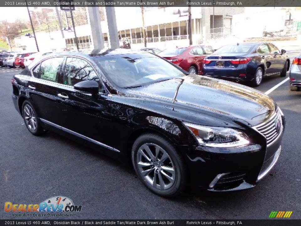 2013 Lexus LS 460 AWD Obsidian Black / Black and Saddle Tan/Matte Dark Brown Ash Burl Photo #6