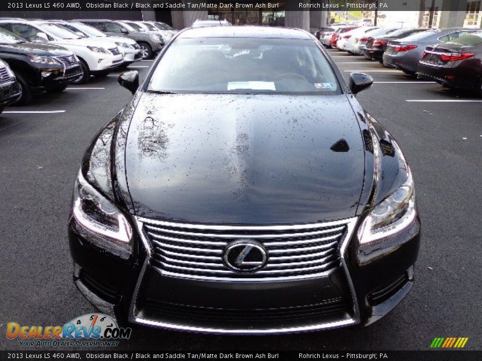 2013 Lexus LS 460 AWD Obsidian Black / Black and Saddle Tan/Matte Dark Brown Ash Burl Photo #7