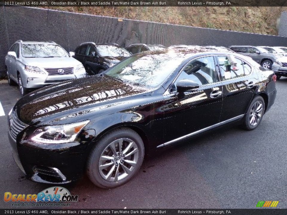 2013 Lexus LS 460 AWD Obsidian Black / Black and Saddle Tan/Matte Dark Brown Ash Burl Photo #8